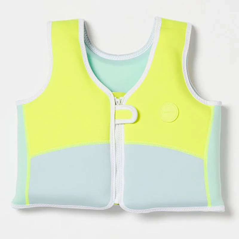 Salty the Shark Swim Vest 1-2 Aqua Neon Yellow