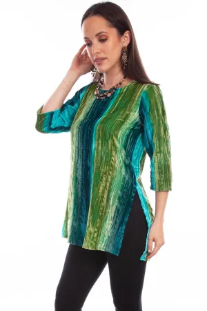 Scully Womens Vibrant Velvet Teal Nylon Viscose S/S Tunic