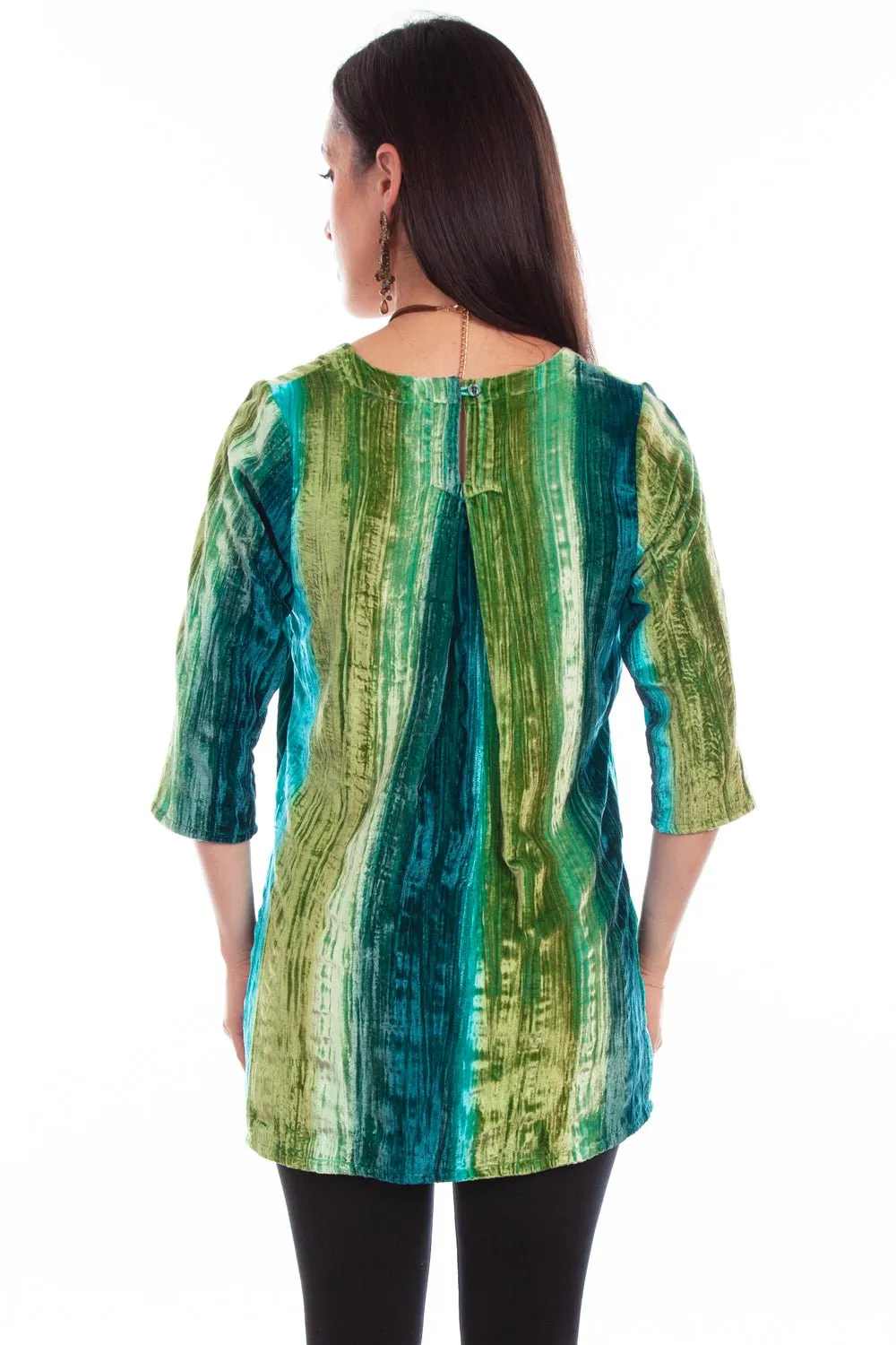 Scully Womens Vibrant Velvet Teal Nylon Viscose S/S Tunic