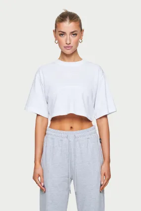 SCULPTING SEAM DETAIL CROP TEE - WHITE