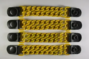 (SET OF 04) Motorcycle Leather Chain Vest Extender Biker Snap on - Extend your Vest (YELLOW)