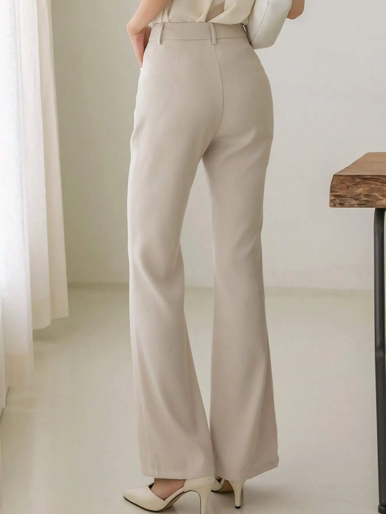 SHEIN DAZY High Waist Seam Detail Flare Leg Suit Pants