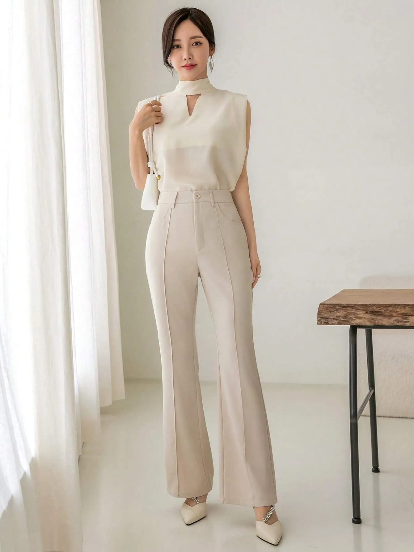 SHEIN DAZY High Waist Seam Detail Flare Leg Suit Pants