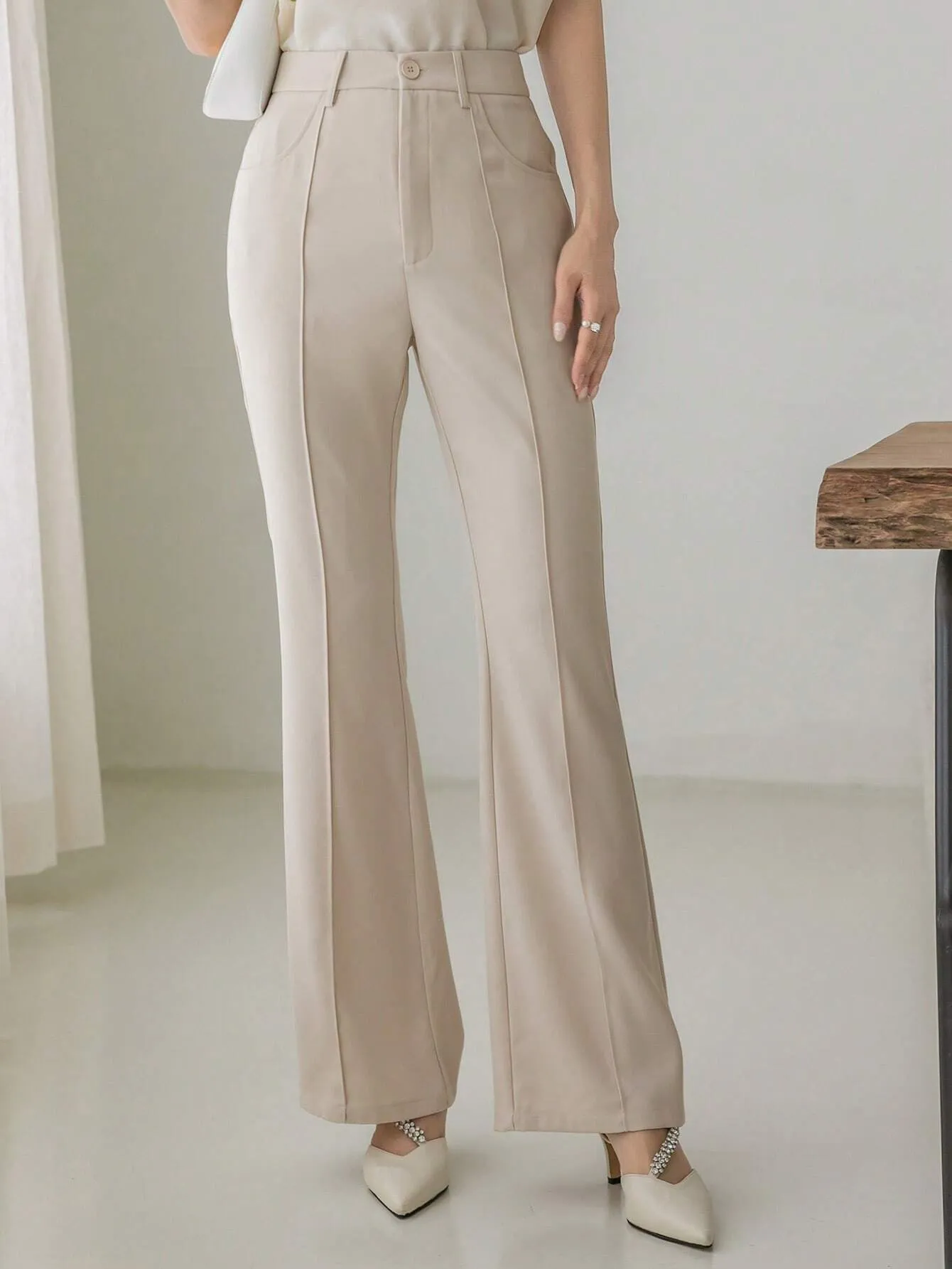 SHEIN DAZY High Waist Seam Detail Flare Leg Suit Pants