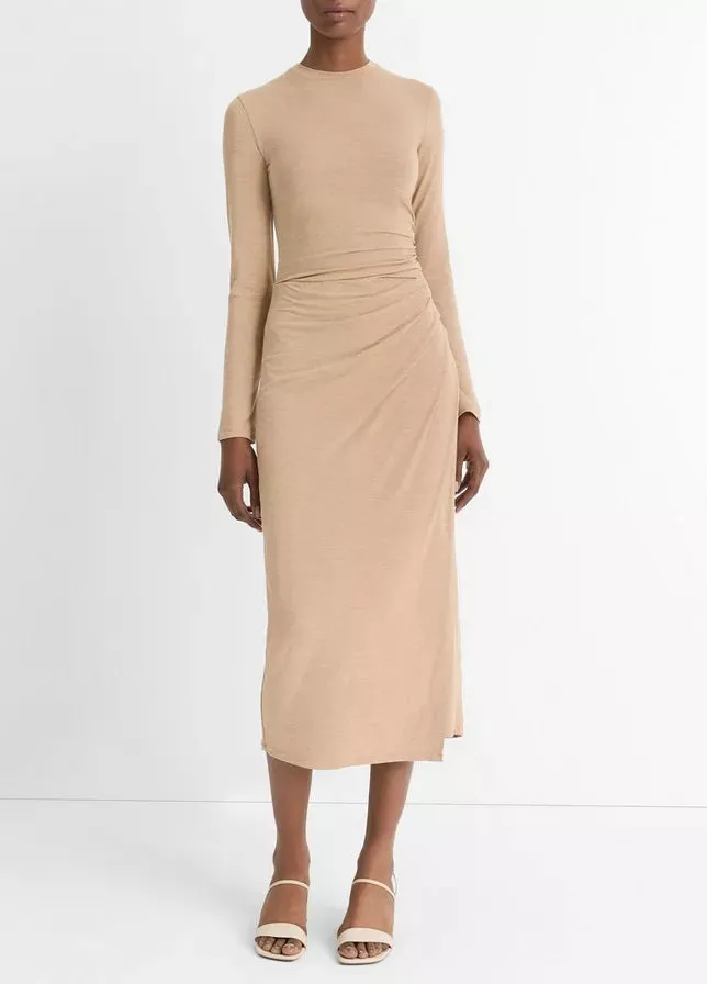 Side Drape Midi Skirt in Cashew