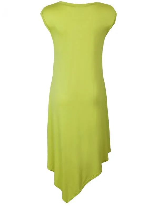 Sleeveless Handkerchief Hem Jersey Tunic Dress with Pockets