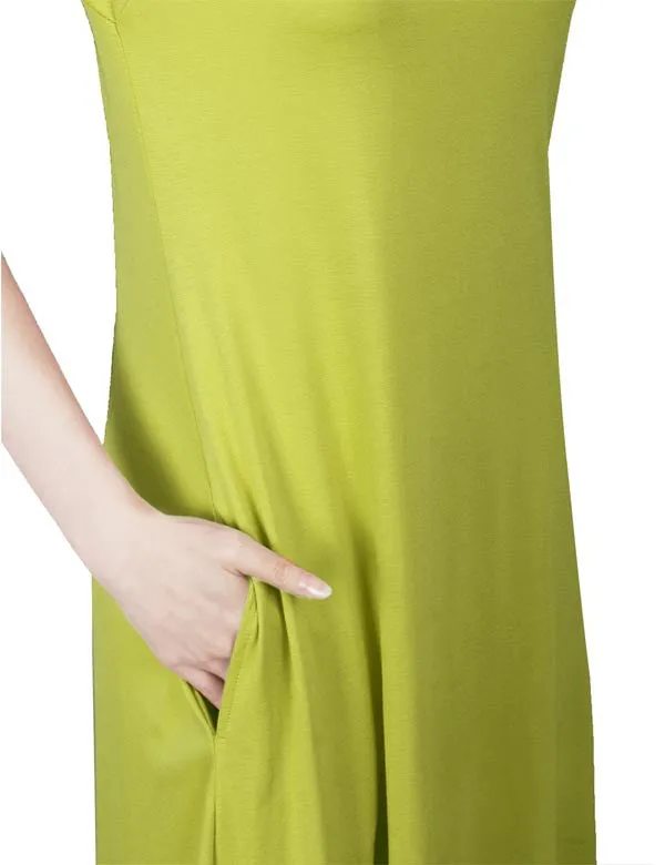 Sleeveless Handkerchief Hem Jersey Tunic Dress with Pockets