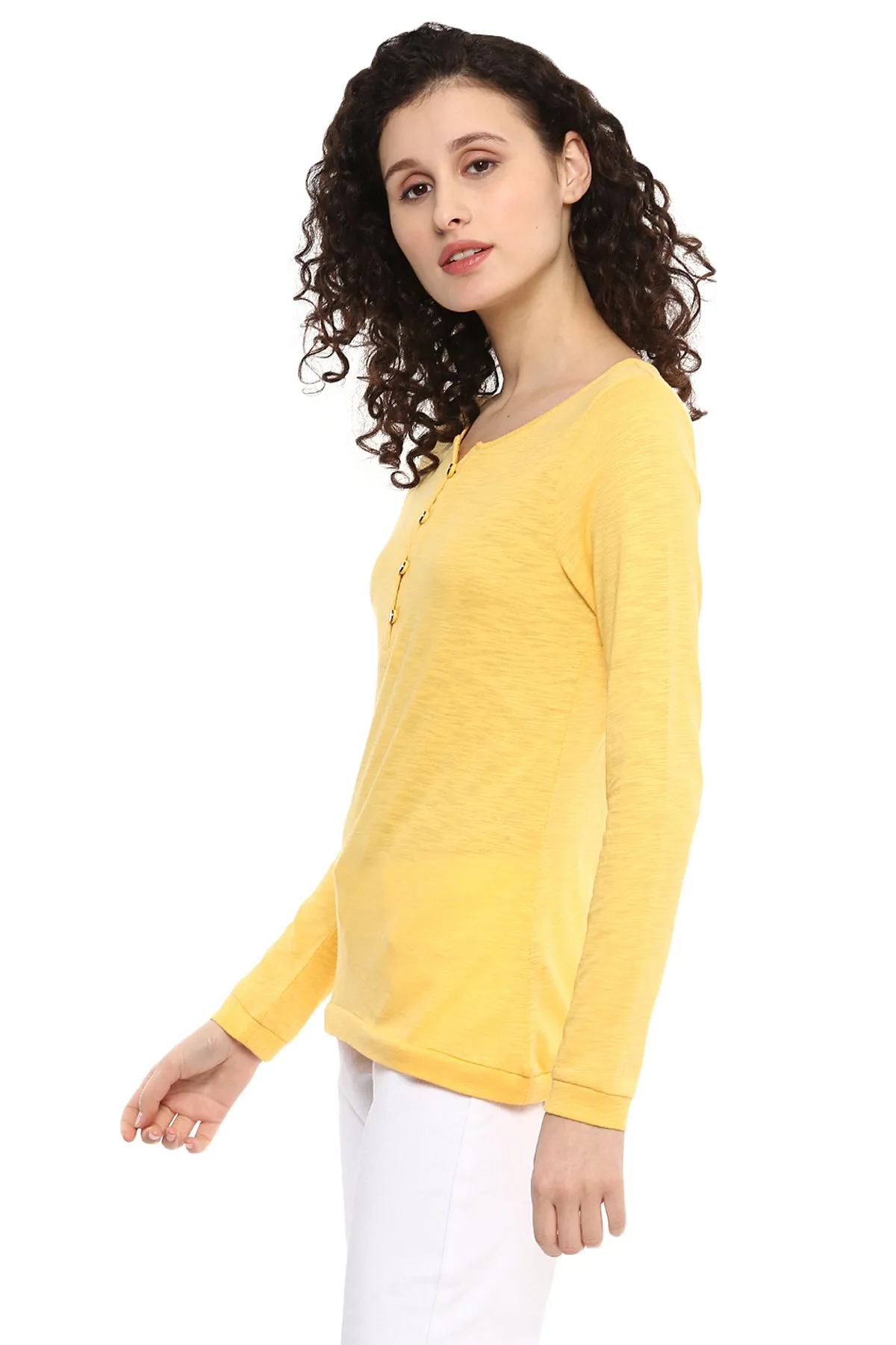 Solid Full Sleeve Henley T-Shirt