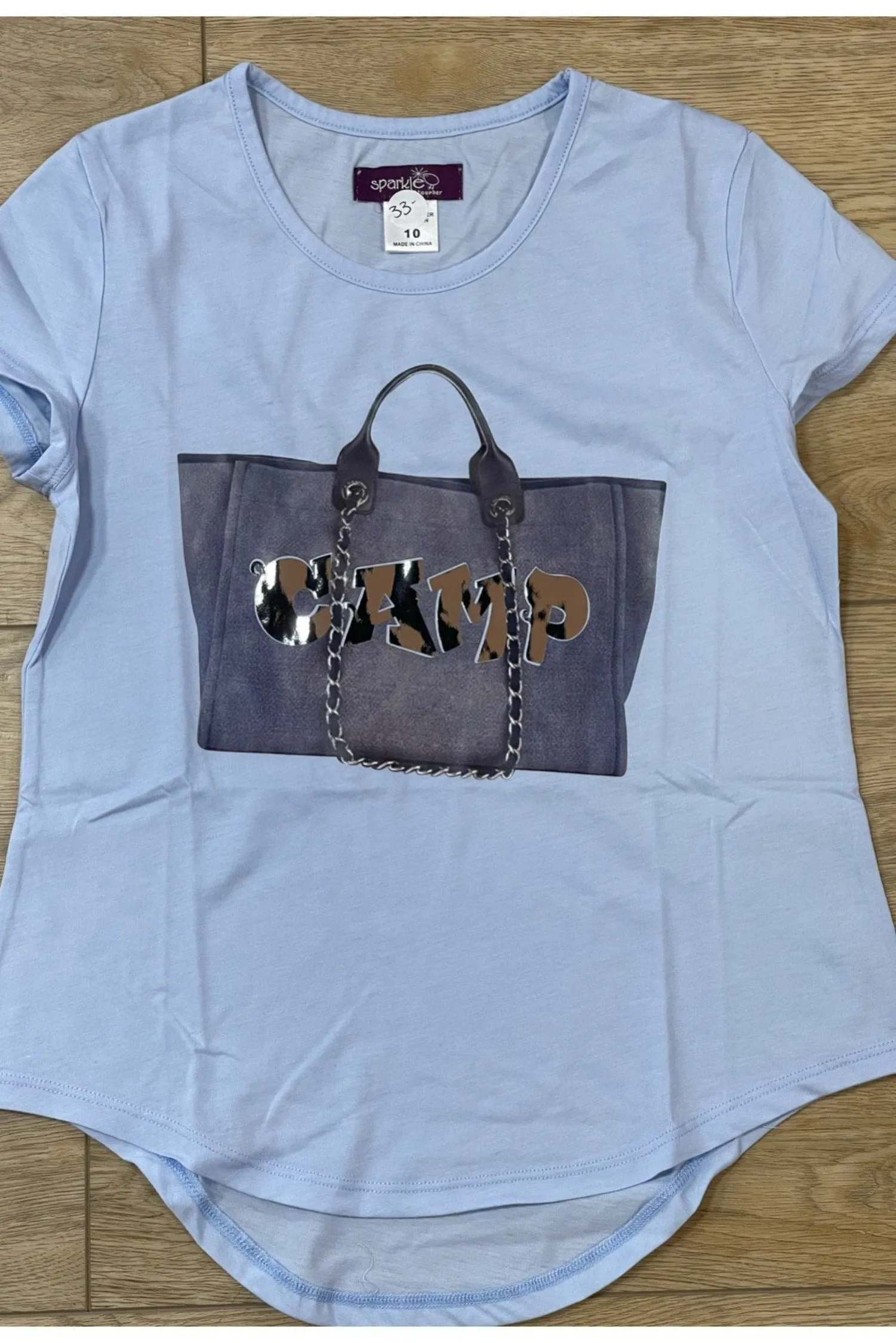 Sparkle By Stoopher Girls Blue Summer Camp Bag  S/S  T-Shirt