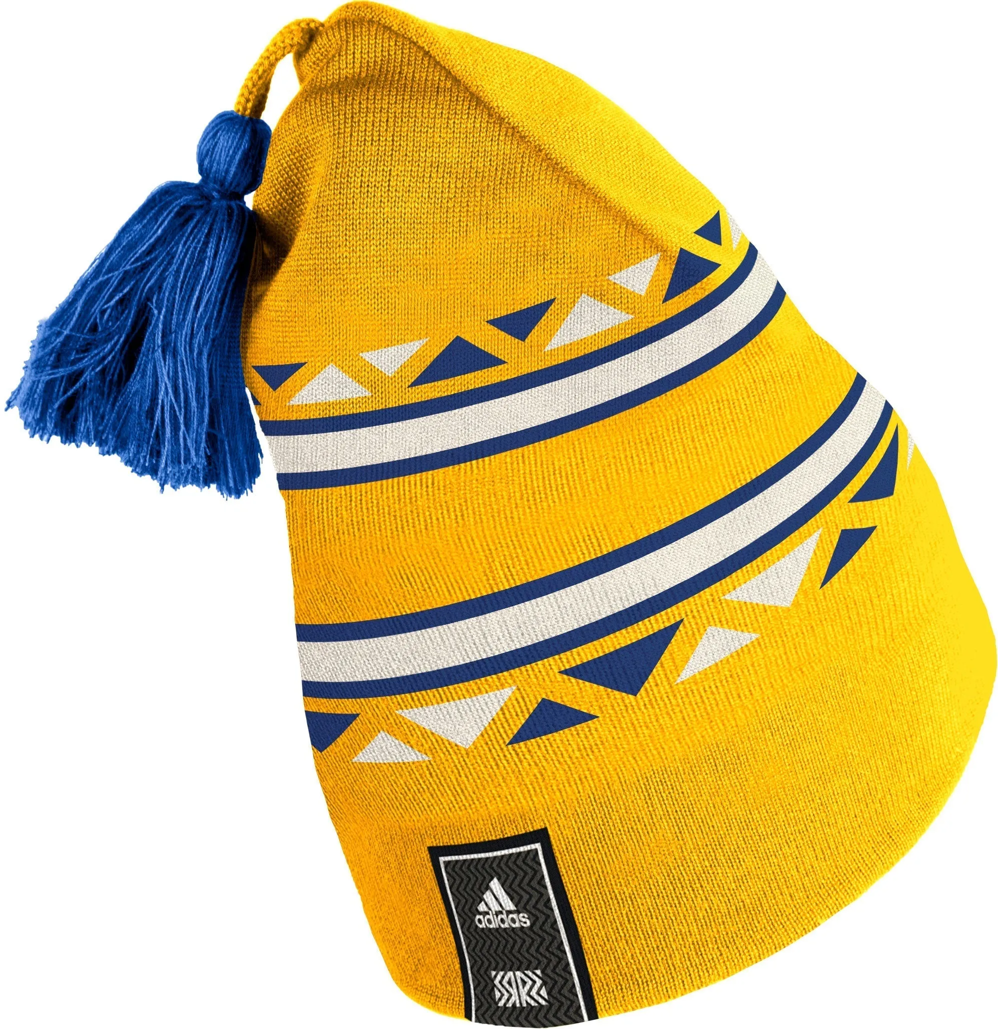 ST. LOUIS BLUES ADIDAS TASSEL REVERSE RETRO KNIT HAT - YELLOW