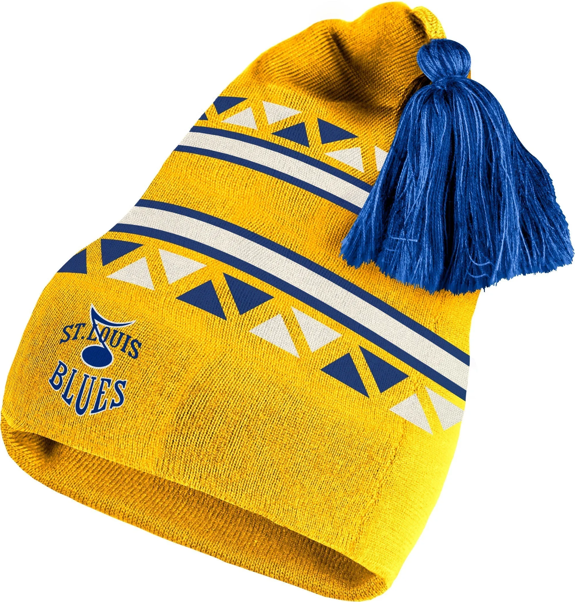 ST. LOUIS BLUES ADIDAS TASSEL REVERSE RETRO KNIT HAT - YELLOW