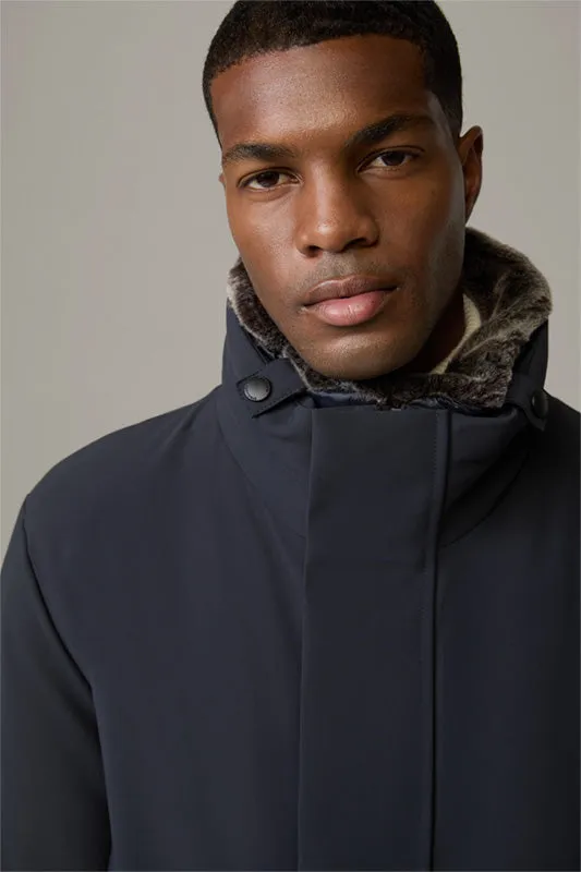 Stellson - Flex Overjacket, Fur Neck, Navy