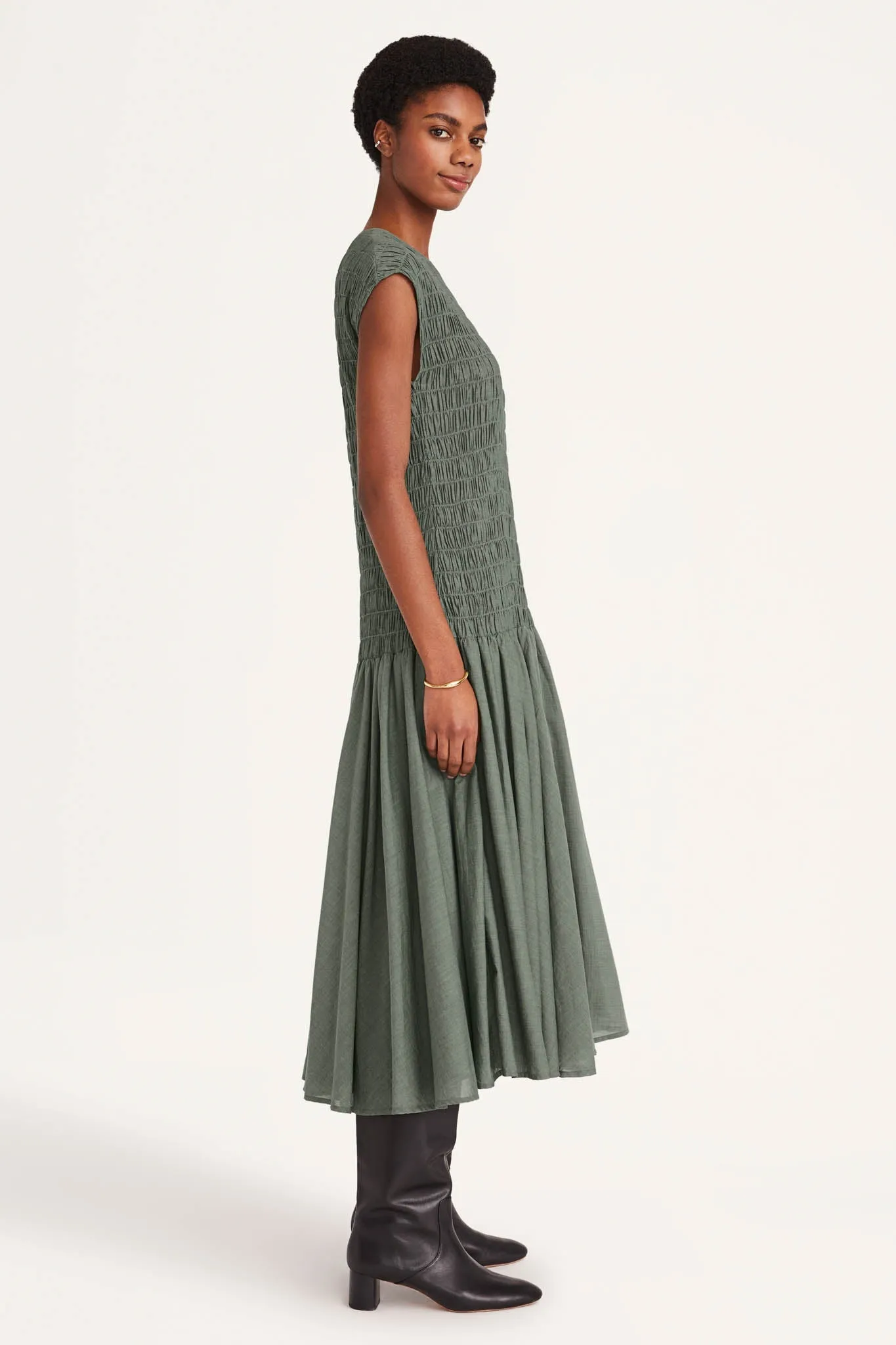 Stijl Dress in Moss Chambray