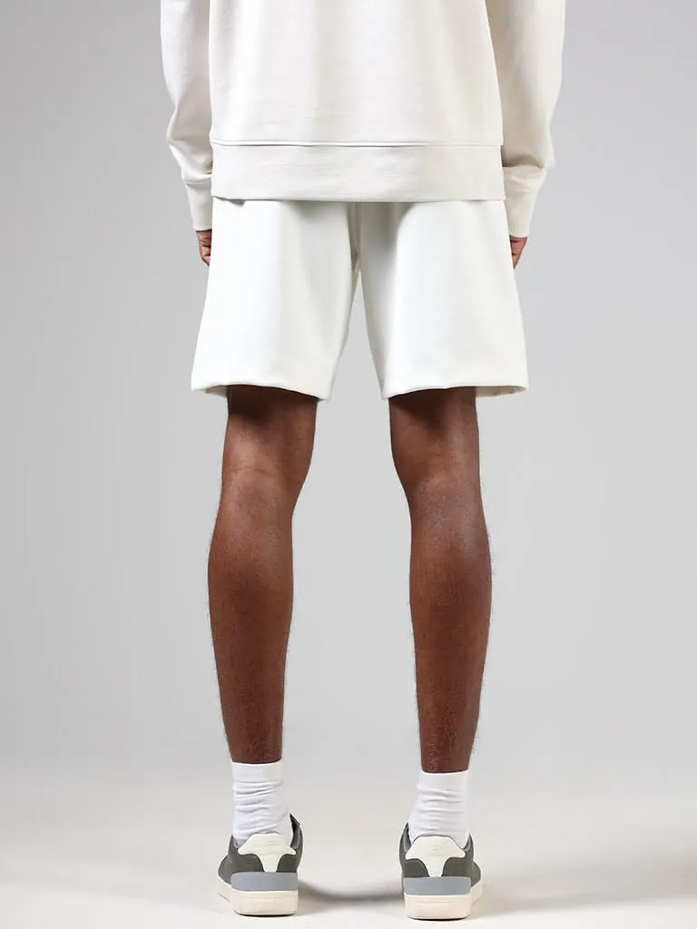 Studiofit Off White Relaxed-Fit Mid-Rise Shorts