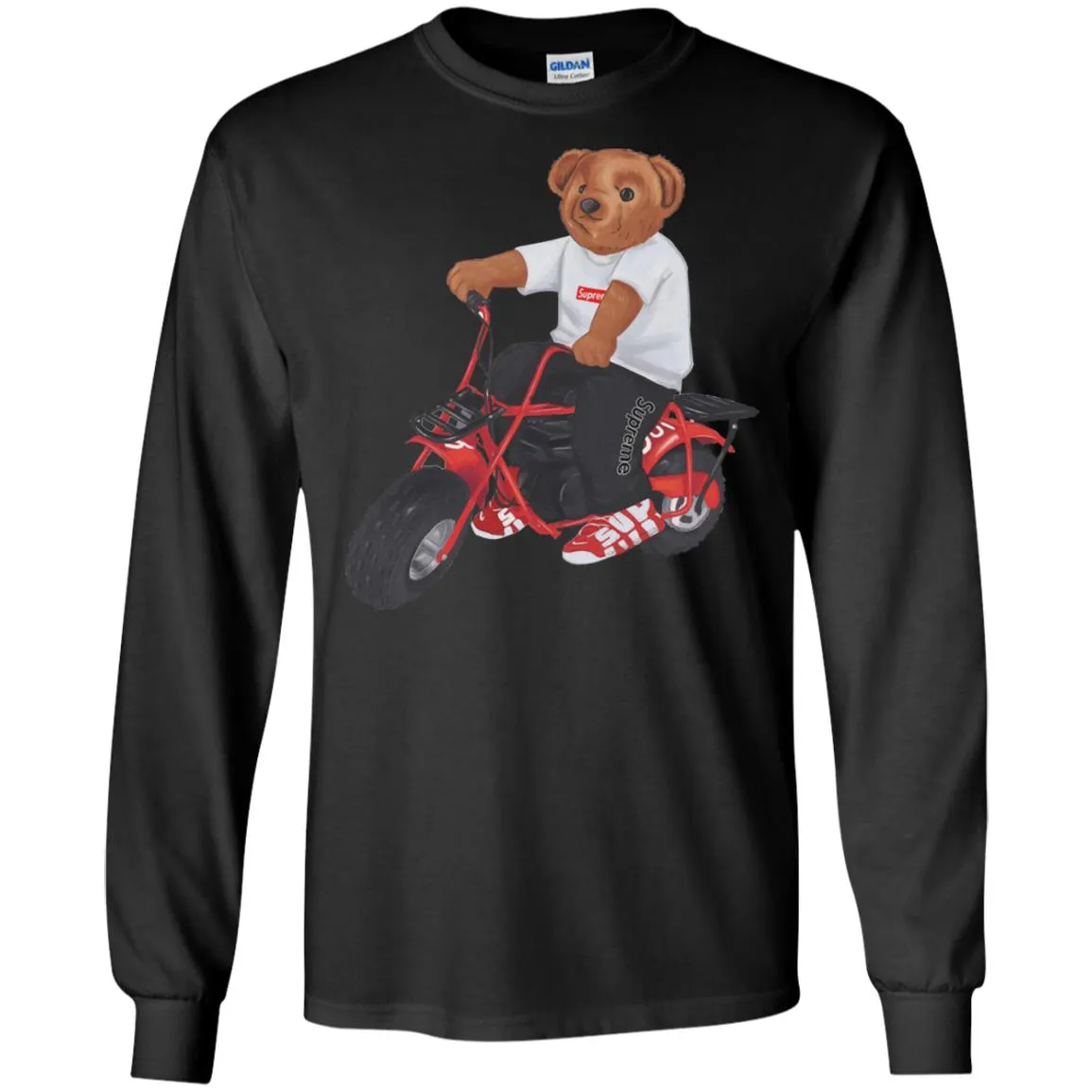 Supreme Bear Moto T-shirt Men Long Sleeve Shirt