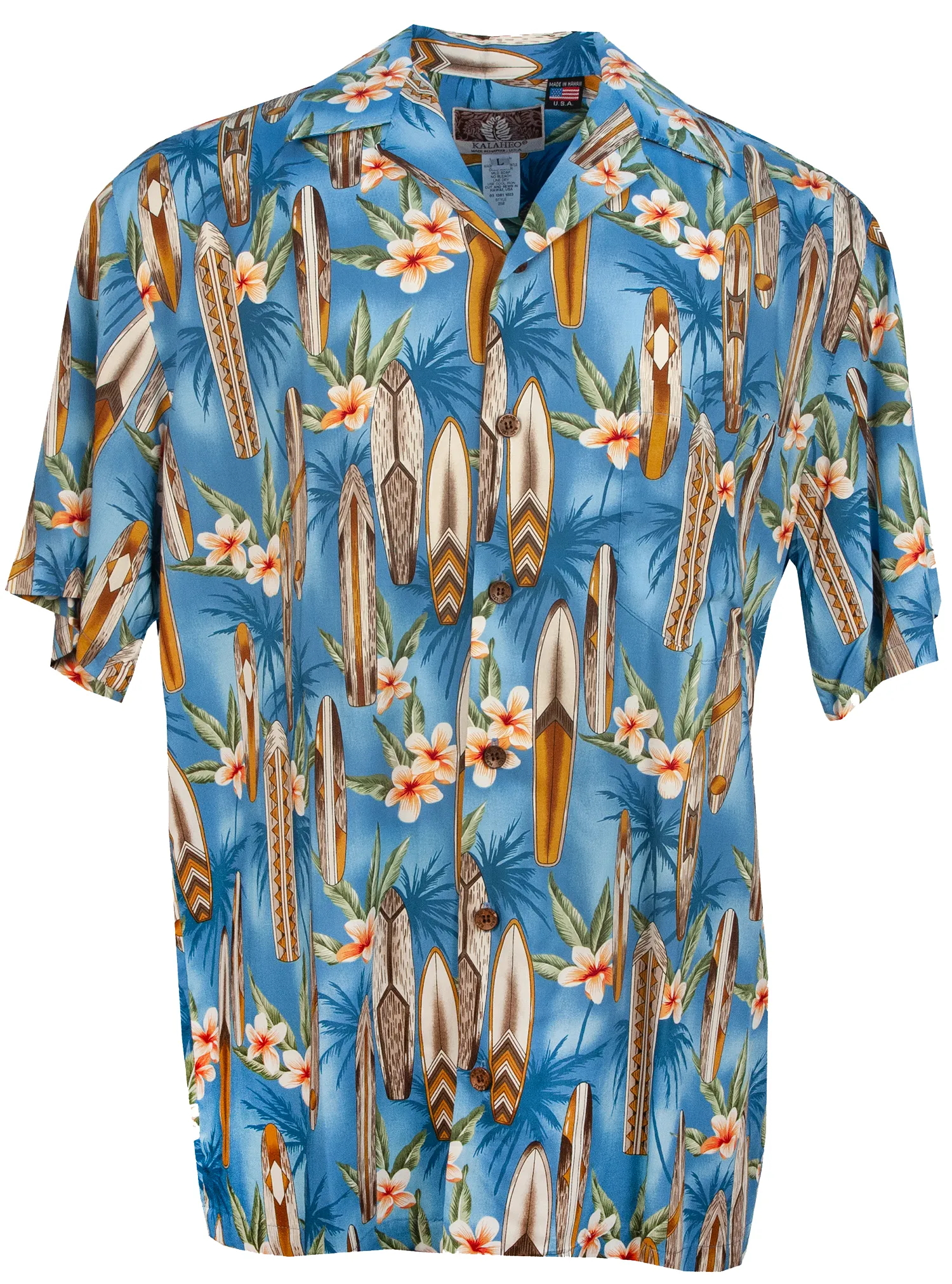 Surfboard Paradise Mens Hawaiian Shirt in Blue