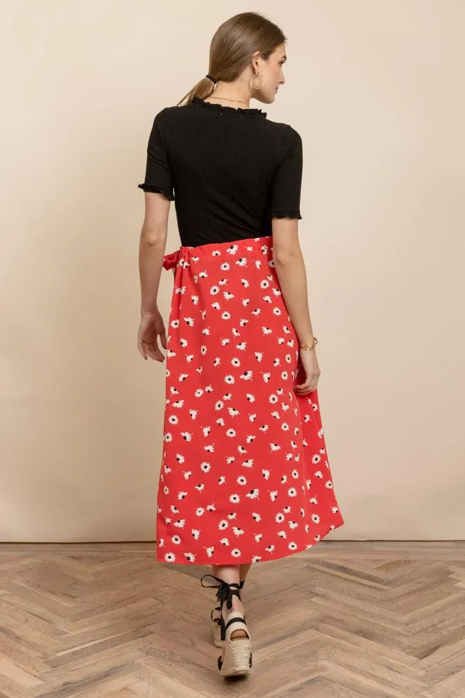 Sweet Daisies Faux Wrap Skirt