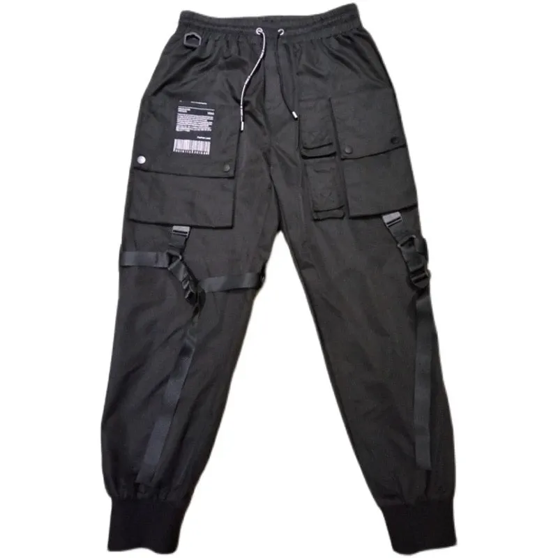 Tactical Functional Cargo Pants Joggers Men Black Elastic Waist Trousers Hip Hop Streetwear Multi-pocket Pants Techwear WB372