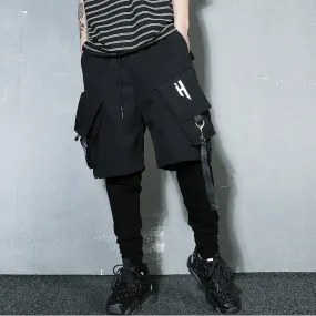 Tactical Functional Cargo Pants Joggers Men Fake two Pieces Trousers Hip Hop Streetwear Pant Black GB246