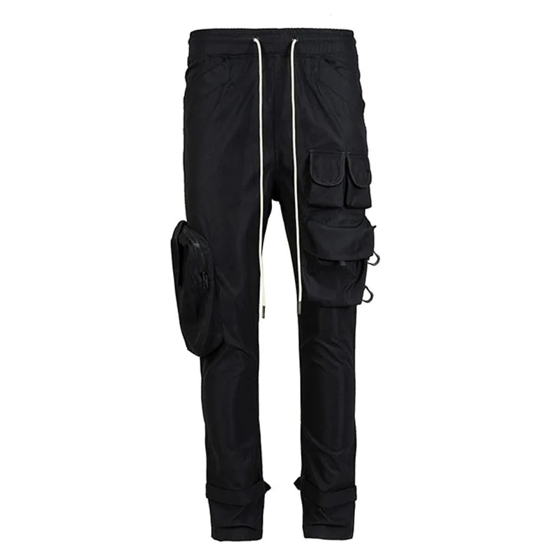 Tactical Functional Cargo Pants Joggers Men Zipper Design Big Pockets Trousers Autumn Hip Hop Streetwear Pant Black