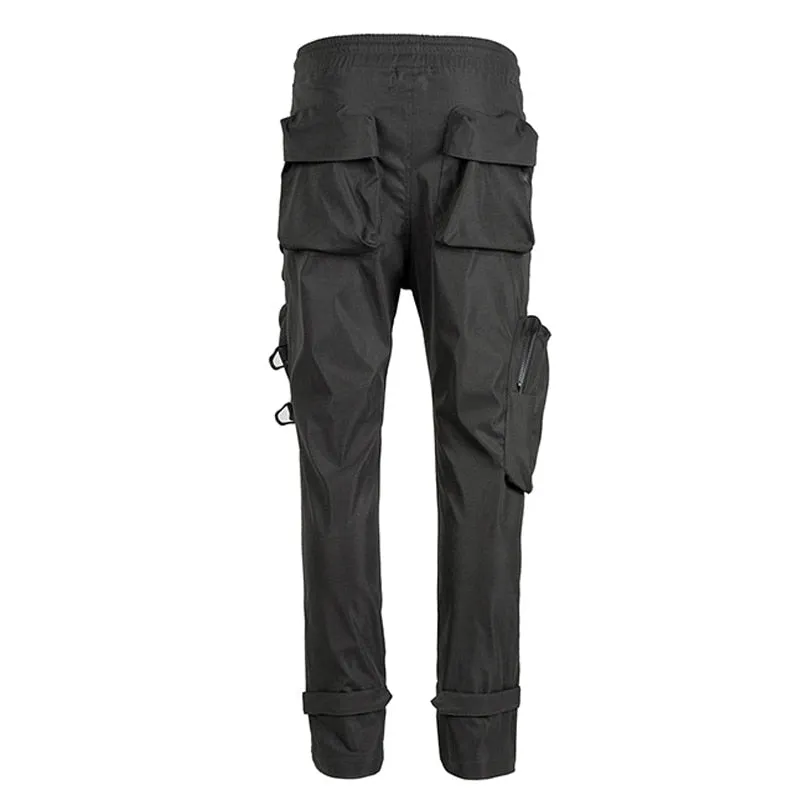 Tactical Functional Cargo Pants Joggers Men Zipper Design Big Pockets Trousers Autumn Hip Hop Streetwear Pant Black