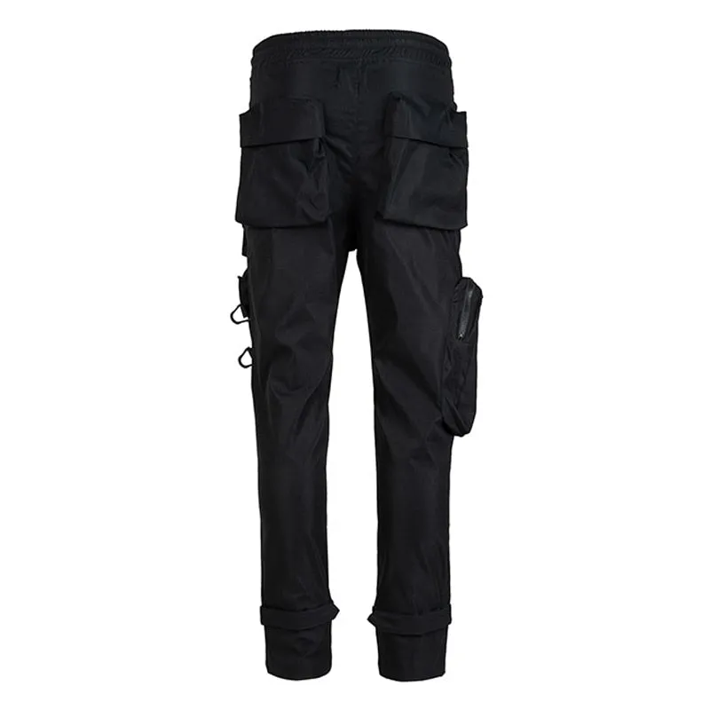 Tactical Functional Cargo Pants Joggers Men Zipper Design Big Pockets Trousers Autumn Hip Hop Streetwear Pant Black