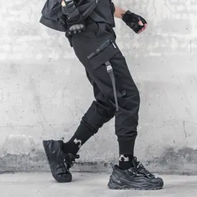 Tactical Functional Pants Joggers Men Multiple Pockets Trousers Autumn Hip Hop Streetwear Harem Pant Black