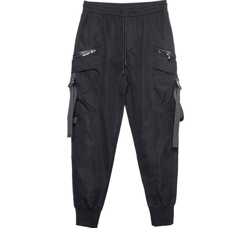 Tactical Functional Pants Joggers Men Multiple Pockets Trousers Autumn Hip Hop Streetwear Harem Pant Black