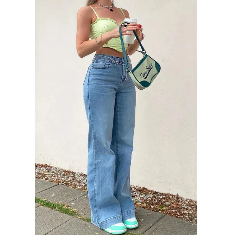 TAVIMART  -  Casual Women's Flare Jeans High Waisted Pants for Woman Streetwear Flared Denim Trousers Spring Summer