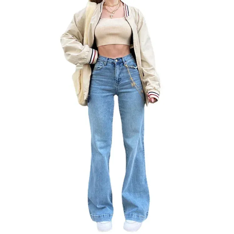 TAVIMART  -  Casual Women's Flare Jeans High Waisted Pants for Woman Streetwear Flared Denim Trousers Spring Summer