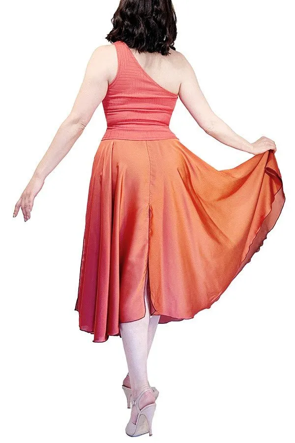 terracotta satin full circle skirt with slits