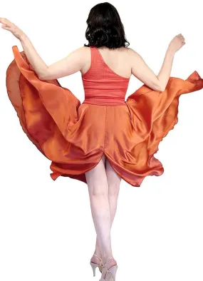 terracotta satin full circle skirt with slits