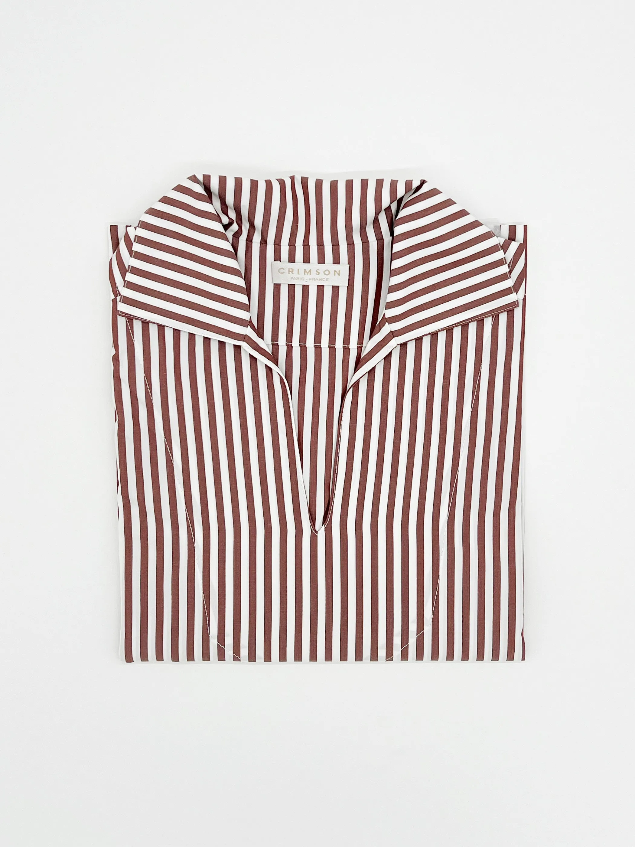 THE COTTON CAPRI SHIRT | BROWN STRIPES