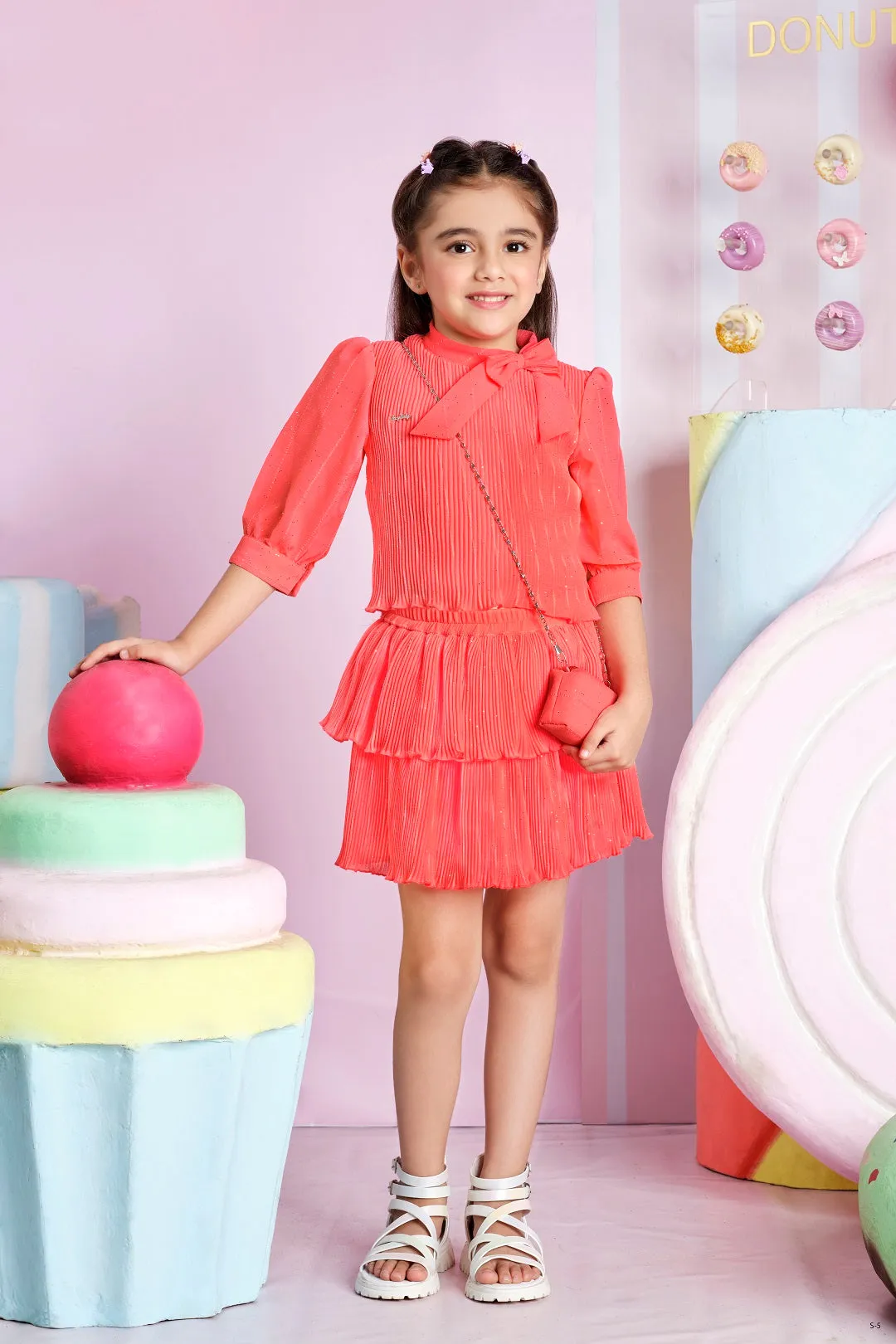 Tiny Baby Coral Rose Colored Skirt Set