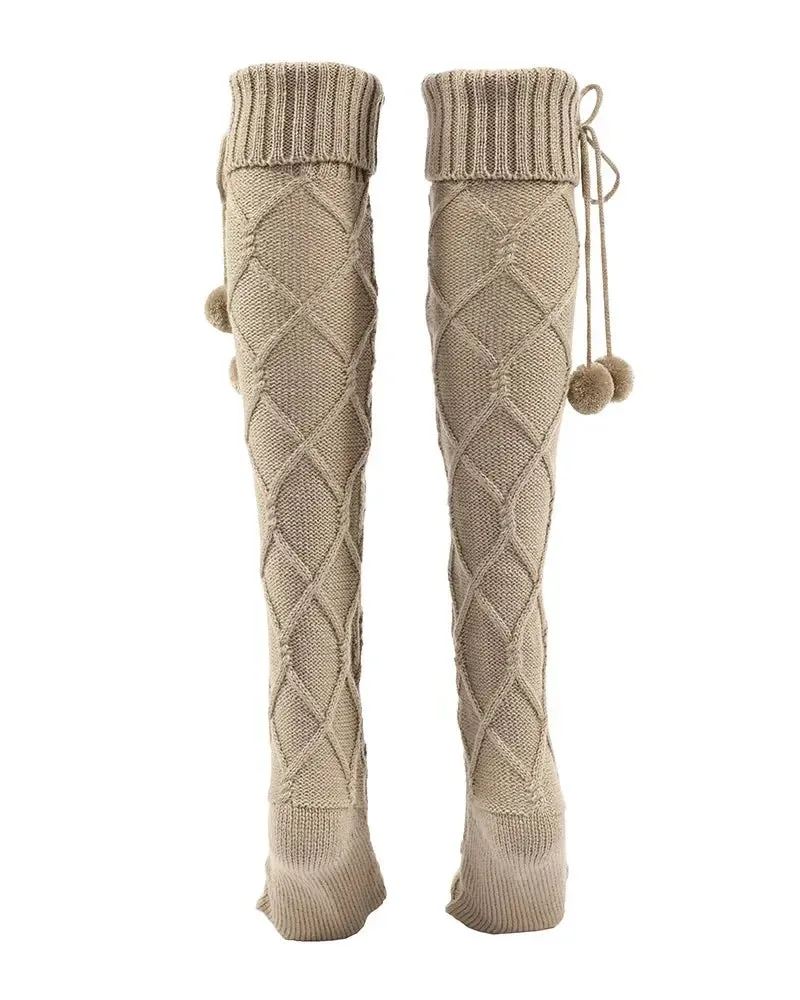 Trendy Braided Bowknot Long Knee High Socks