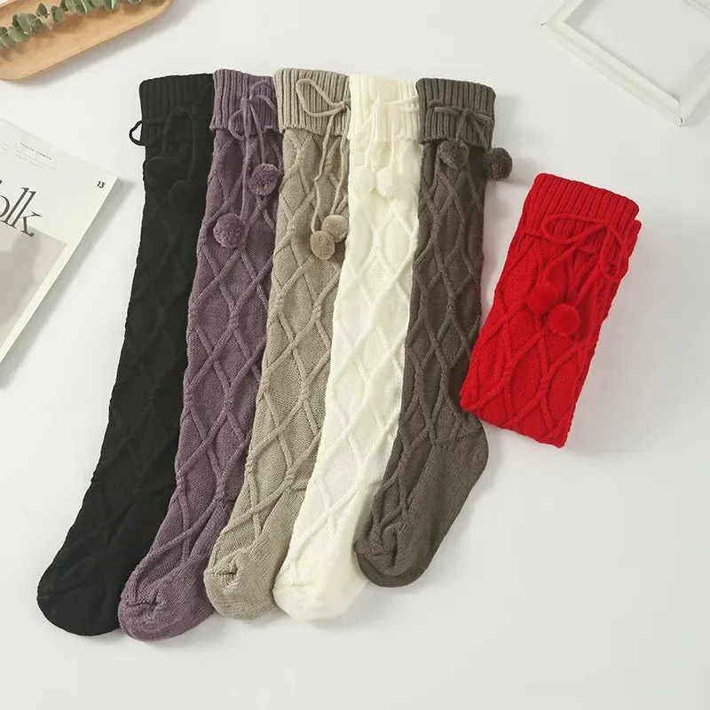 Trendy Braided Bowknot Long Knee High Socks