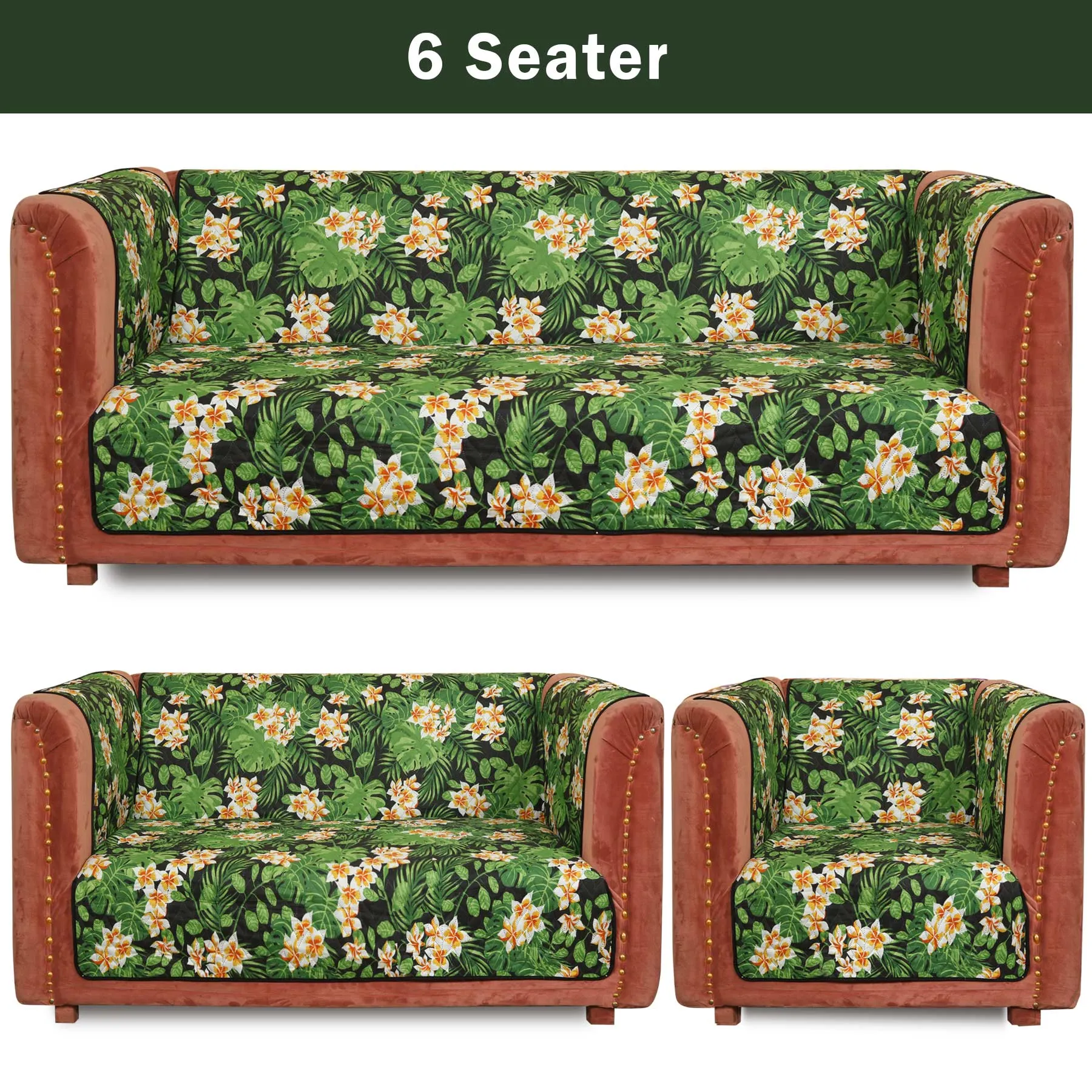 Tropical Palm Quilted Sofa Cover Set