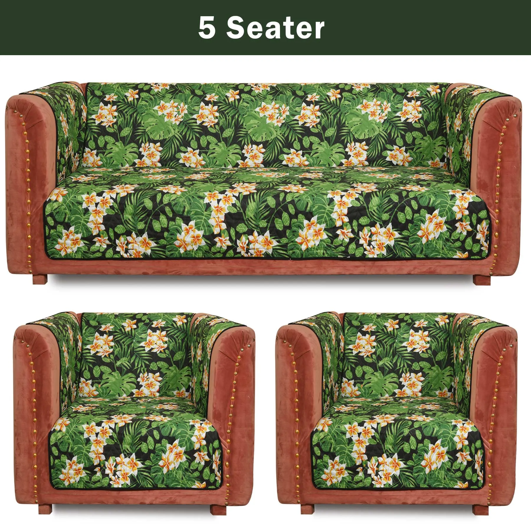 Tropical Palm Quilted Sofa Cover Set