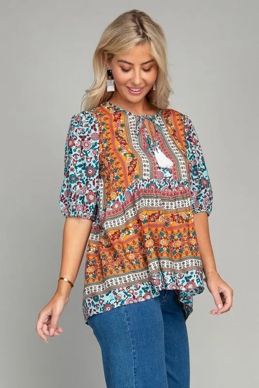 Tunic top with tassel