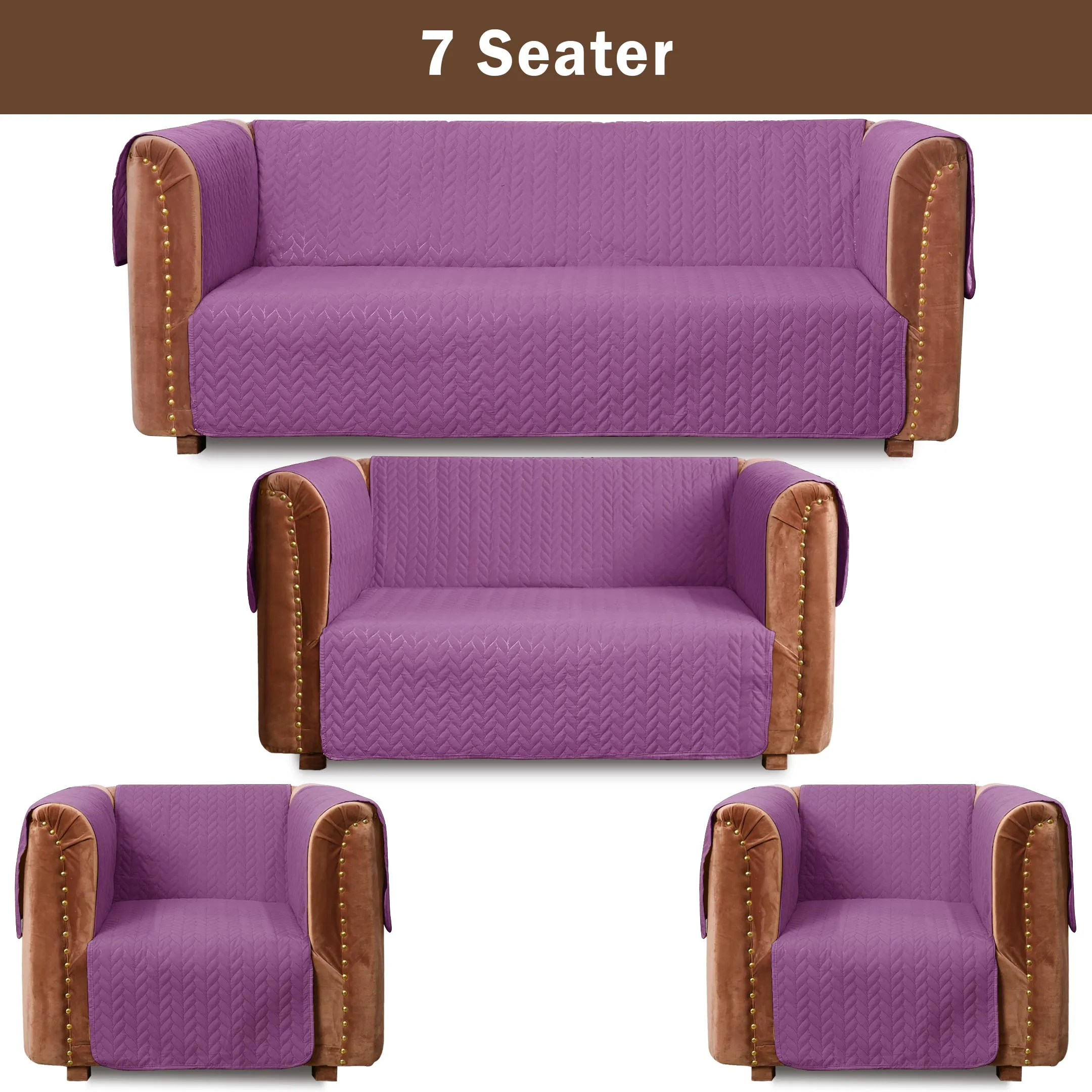 Ultrasonic Quilted Sofa Cover Set Lilac