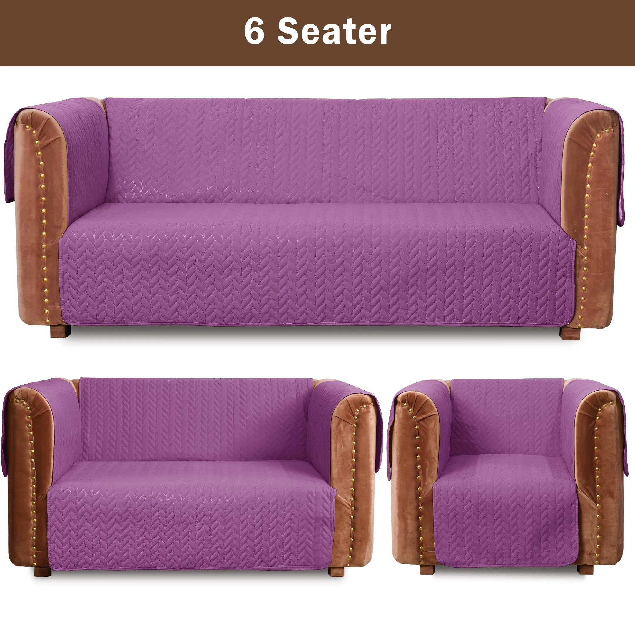 Ultrasonic Quilted Sofa Cover Set Lilac