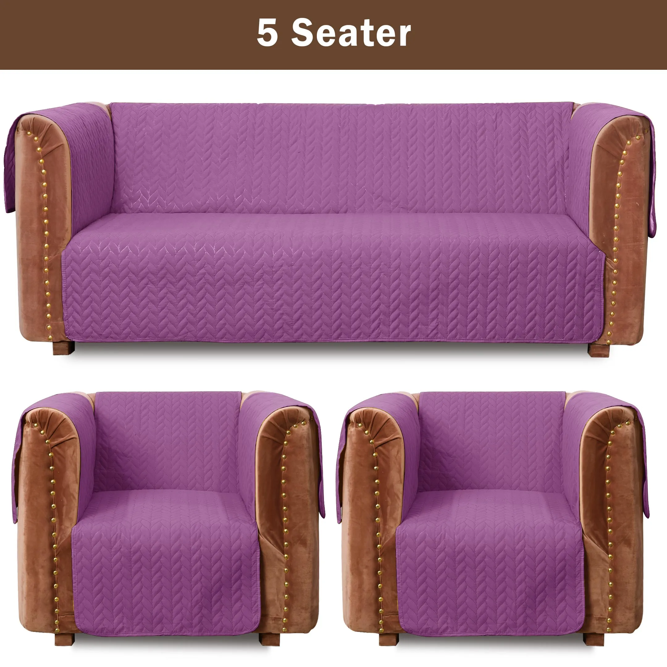 Ultrasonic Quilted Sofa Cover Set Lilac