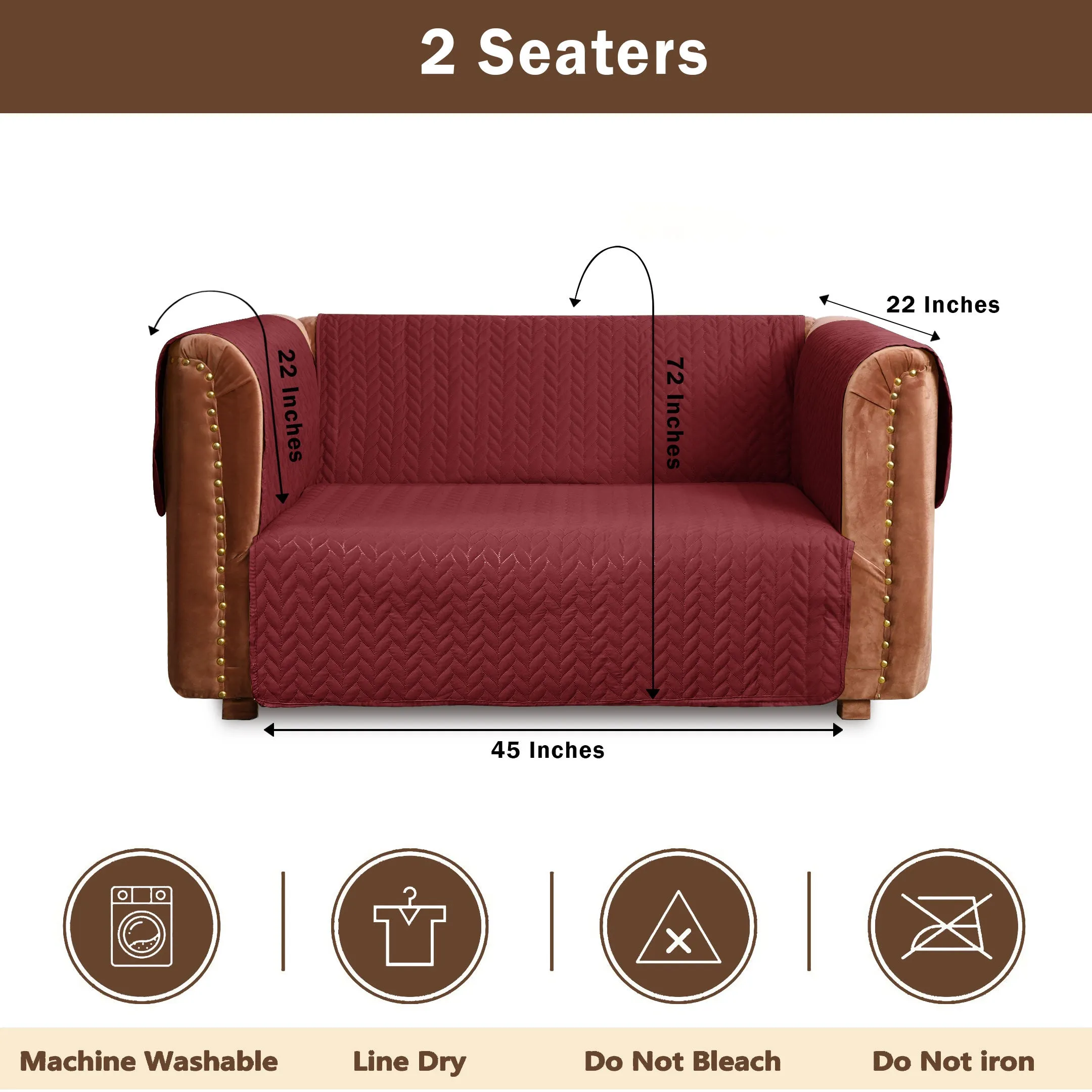 Ultrasonic Quilted Sofa Cover Set Maroon