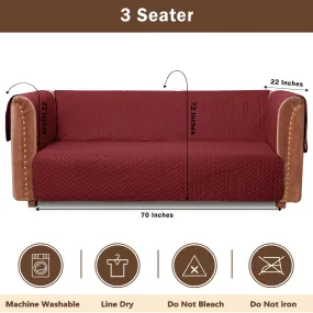 Ultrasonic Quilted Sofa Cover Set Maroon