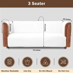 Ultrasonic Quilted Sofa Cover Set White