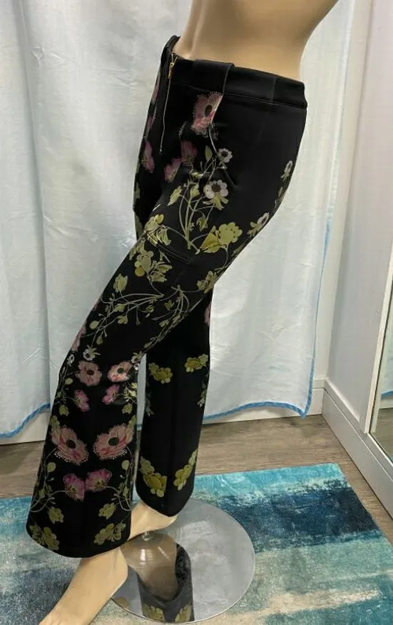 UNUSED $295 Cynthia Rowley Hunter Printed Bonded Cropped Flared Pants Size 2