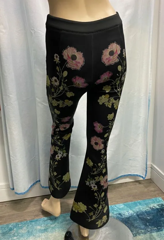 UNUSED $295 Cynthia Rowley Hunter Printed Bonded Cropped Flared Pants Size 2