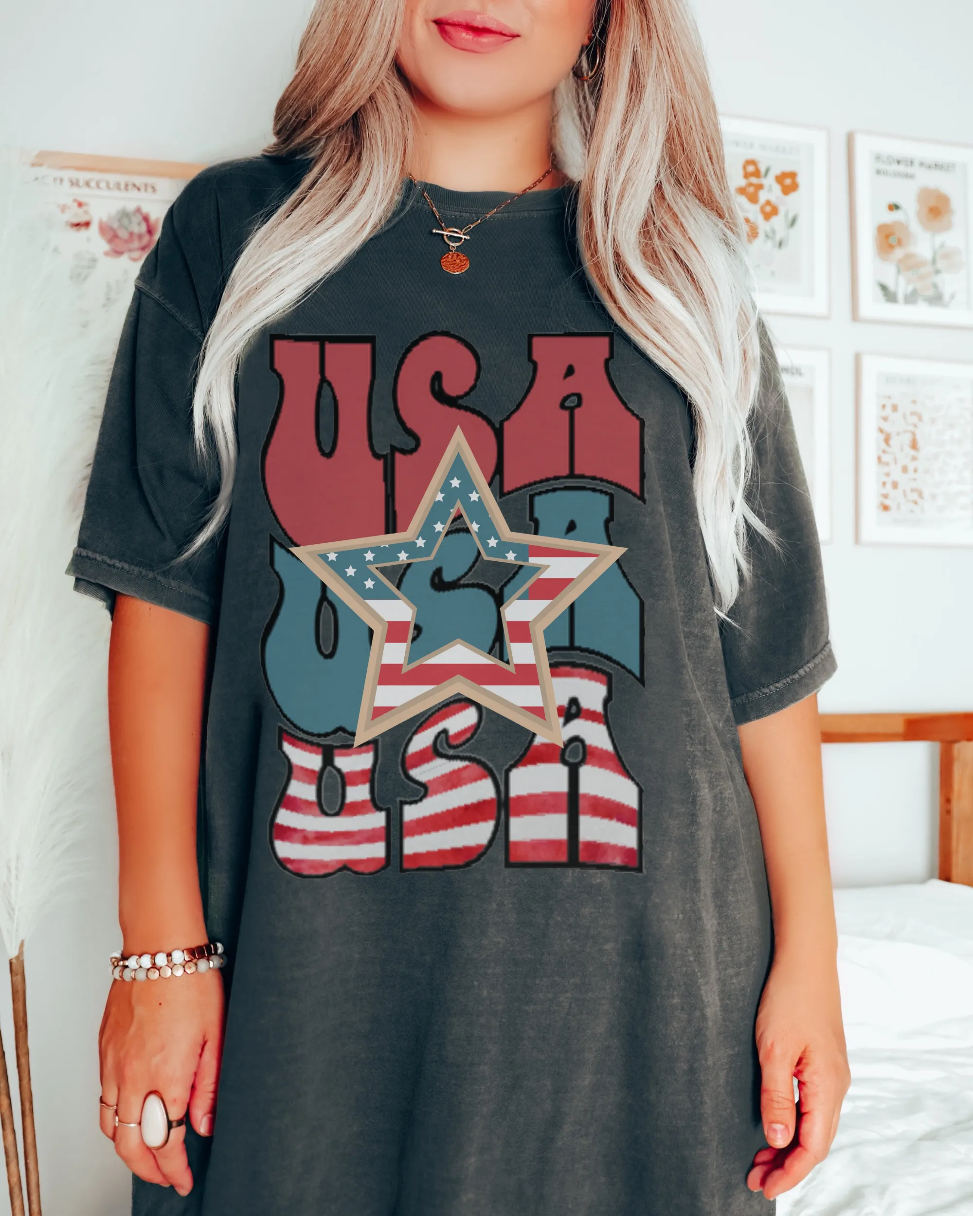 USA 4th of July Comfort Colors® Shirt, Trendy Women's T-Shirt, Garment Dyed, Retro Inspired T-Shirt