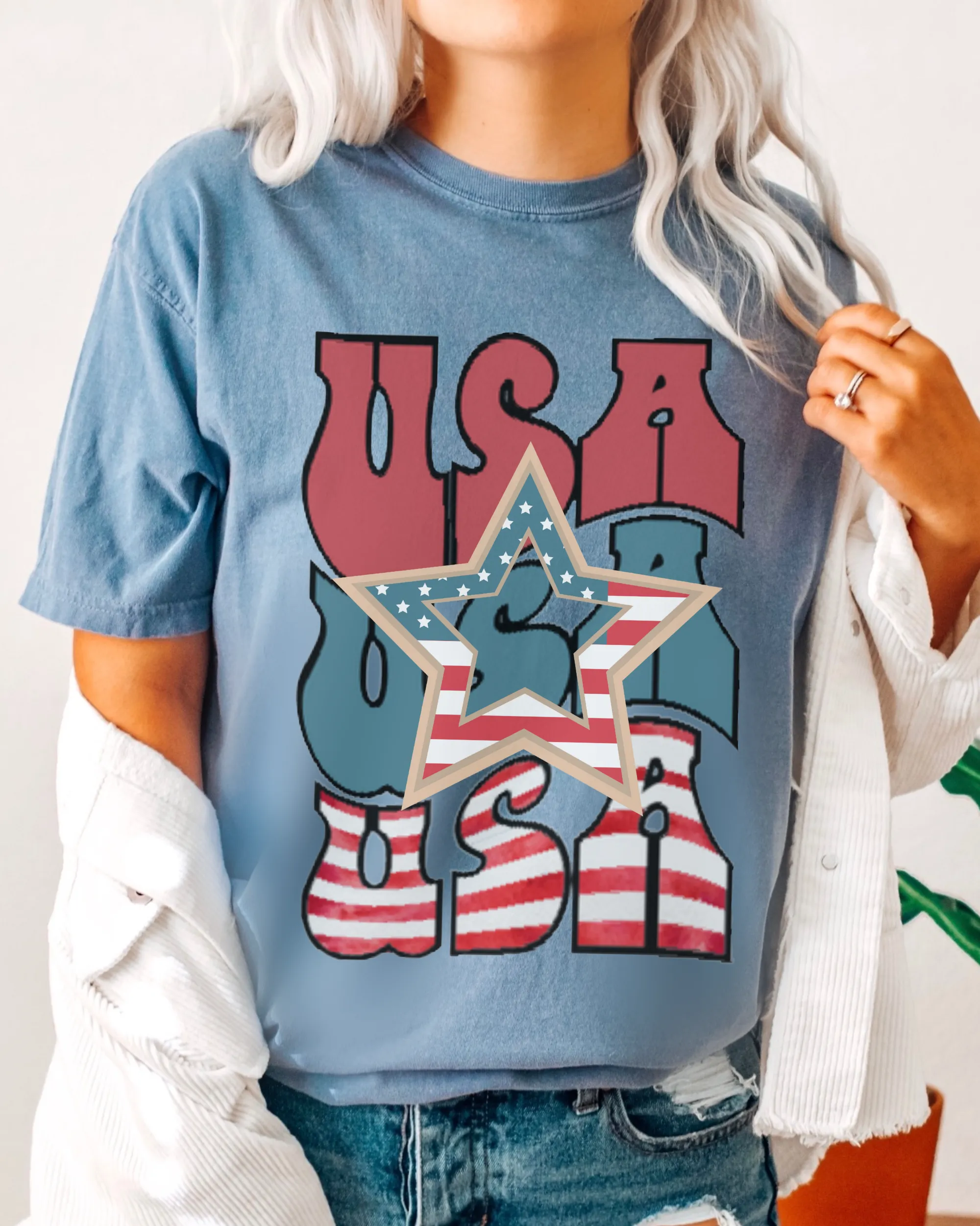 USA 4th of July Comfort Colors® Shirt, Trendy Women's T-Shirt, Garment Dyed, Retro Inspired T-Shirt