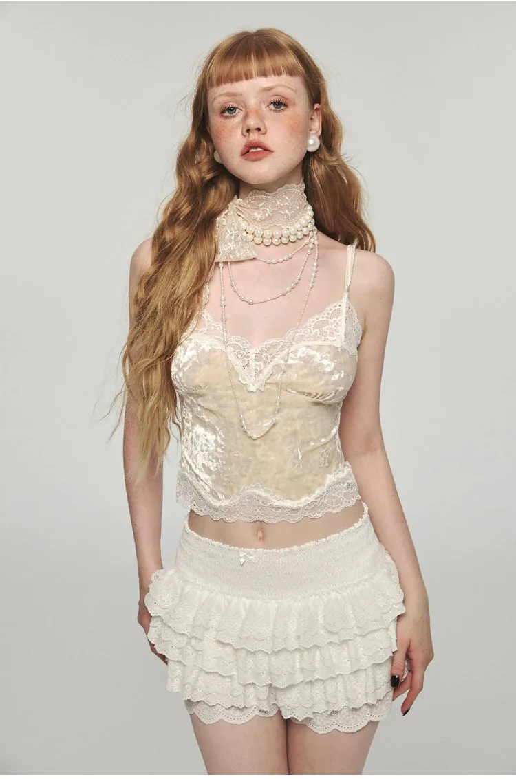 Velvet Lace Trim Camisole